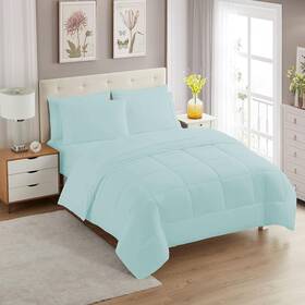 6pc-sht-1pc-cmf-aq-t Sweet Home Collection 5 Piece Comforter Set Bag Solid Color All Season Soft Down