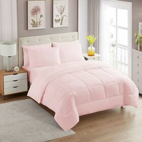 6pc-sht-1pc-cmf-plpnk-t Sweet Home Collection 5 Piece Comforter Set Bag Solid Color All Season Soft