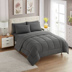 Sweet Home Collection 842491109868 7 Piece Comforter Set Bag Solid Color All Season Soft Down Alter