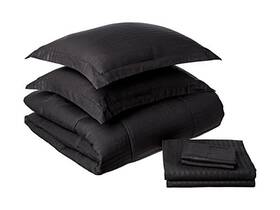 Sweet Home Collection 842491138271 Queen Comforter Set 8 Piece Bed In A Bag Dobby Black