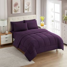 Sweet Home Collection 842491158637 7 Piece Comforter Set Bag Solid Color All Season Soft Down Alternative Blanke