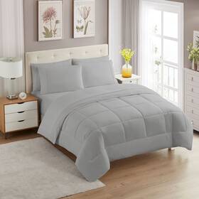 Sweet Home Collection 842491158699 7 Piece Comforter Set Bag Solid Color All Season Soft Down Alternative Blanke