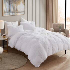 Sweet Home Collection 842491168513 3 Piece Plush Shaggy Ultra Soft White King