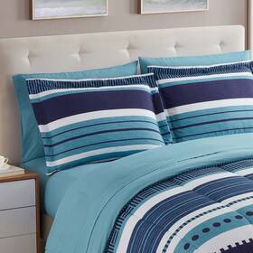 Sweet Home Collection 842491174187 7-piece Printed Bed In A Bag Comforter And Sheet Sets Marino Full