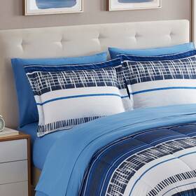 Sweet Home Collection 842491174217 7 Piece Tulsa Printed Bed In A Bag Mediterranean Twin