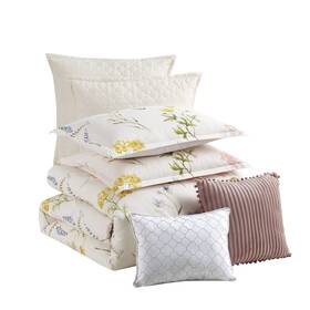 Sweet Home Collection 842491178536 Queen Comforter Set 7 Piece Ultra Soft Fashion Printed Bedding Sets With Sham