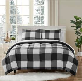 Sweet Home Collection 842491179779 7 Piece Buffalo Plaid Checkered Bed In A Bag Comforter And Sheet Set Queen Size
