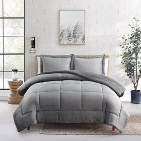 Sweet Home Collection 842491180478 Queen 3 Piece Sherpa Comforter Set - Plush Bedding Ensemble With Soft