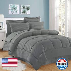 B01a1gdmmu Sweet Home Collection 8 Piece Bed In A Bag Dobby Stripe Comforter Sheet Set