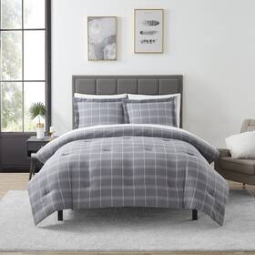 B0bqcpwg36 Sweet Home Collection 7 Pc King Gray Plaid Comforter Set Bag With Sheets And Pillowcases All Season Soft