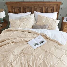 Swift Home 196789023900 3-piece Printed Stripe Pintuck Bedding Comforter