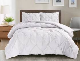 Swift Home 840970125071 Diamond Pintuck Ultra-soft Microfiber White Twin 3pc Comforter Set