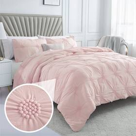 Swift Home 840970151247 Twin/twin Xl Baby Pink Rose Blush Comforter Set - Ruched 3d Floral Pintuck Be