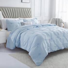 Swift Home 840970151285 Full Queen Baby Blue 3piece Down Alternative Comforter Set Bedding Ruched 3d Flo