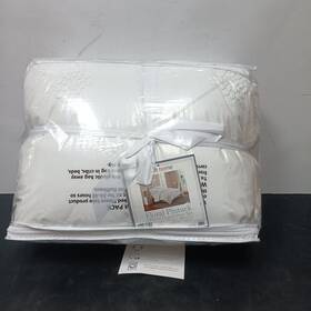 Swift Home 840970151353 Premium Collection White Plush Floral Pintuck King Comforter 3-pc Set