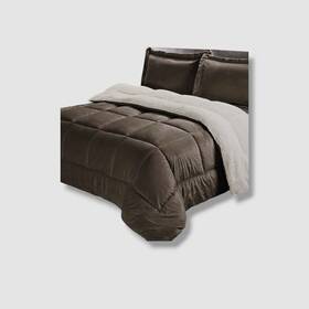 Swift Home 877512005508 Brown Reversible Micromink And Sherpa 3-pc. Comforter Set-full