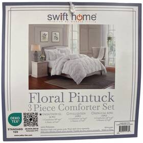840970151247-p Swift Home Ny Ultra Plush Floral Pintuck Comforter Set 3pc Twin/twin Xl White
