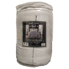 840970161543-p Swift Home Ny 3pc Reverible Faux Fur And Sherpa Comforter Set Full/queen Grey