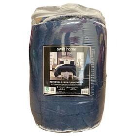 Shcm3-001-kcknv Swift Home 3pc Reverible Faux Fur And Sherpa Comforter Set King/cal King Navy