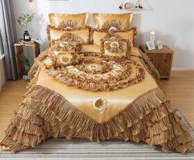 Ve1631-k Tache Home Fashion Sandy Beach 6 Piece Elegant Faux Satin Ruffled Comforter Set King