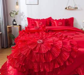Vehy4174-k Tache Home Fashion Ruffle Comforter Bedding Set King Red