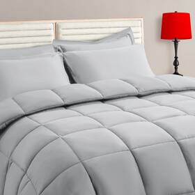 Taimit 758261803365 Light Grey Queen Size Comforter Set - 7 Pieces Bed In A Bag Bedding Sets With
