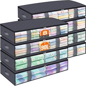 B0ffy3v3p4 Tastictotes Under Bed Storage Containers 8 Pack Blanket Bags Collapsible
