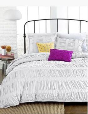 Yk643956 Teen Vogue Ruched Stripes Twin Solid Soft White Comforter Dorm Bedding Anthro
