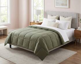 11002b-f-dk-olive The Company Store Lacrosse Duck Down Dark Olive Green Light Comforter Full