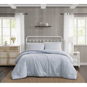 89180067 The Farmhouse 3pc Full/queen By Rachel Ashwell Majesty Comforter Set White/blue