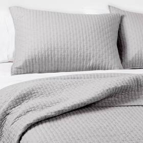 46768001 The Industrial Shop 3pc King Solid Quilt And Sham Bedding Set Gray