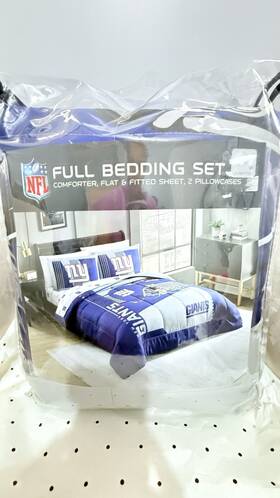 The Northwest Group 190604066479 Nfl New York Ny Giants Full 5 Piece Comforter Set Pillowcase Flat Fitted Sheet