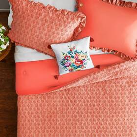 99p03521scl03 The Pioneer Woman Comforter Set Coral Toss Floral 4pc Full Queen Cotton Cottagecore