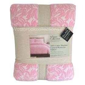 3495cs The Texture Collection 3pc Pink King Comforter And Sham Set Matelasse Cotton