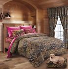 The Woods Brown Camo Comforter 7 Pc Hot Pink Sheet Set King Size Camouflage Western Bed 799928148535