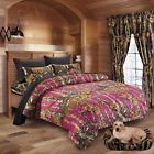 The Woods Hot Pink Camo Comforter 7 Pc Black Sheet Set Full Size Camouflage Cabin Hunting 799928162036
