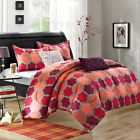 Theo Chic Home Geometric Pattern Comforter Set King 5 Pc Grey Orange Red Wine 787639341383