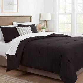 Threshold 191908533285 Washed Cotton Sateen King Comforter And Sham Set - Black