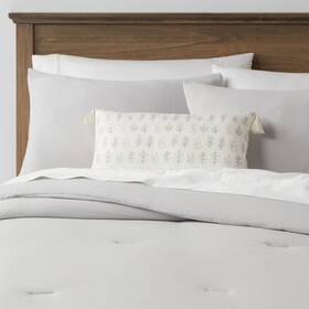 Threshold 191908745008 4-piece Comforter And Sham Set With Pillow Gray/off-white Queen New