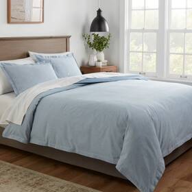 Threshold 191908745688 Full/queen Cotton Linen Chambray Duvet Cover And Sham Set Blue -