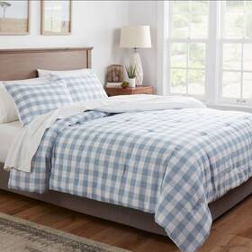 Threshold 191908799070 Comforter Set Cotton Gingham Breathable Comfort All-season Shelf8