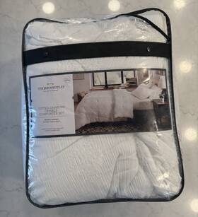 Threshold 191908805108 Full/queen Tufted Diamond Crinkle Comforter And Sham Set - White Nib