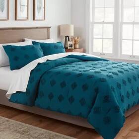 Threshold 191908805115 Tufted Diamond Crinkle Comforter Sham Set Full/queen - Dark Teal Blue
