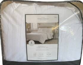 Threshold 191908806501 New 5pc Full/queen White Westmont Waffle Comforter 2 Shams Pillows