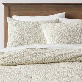 C765 Threshold 191908958507 King Size 3pc Printed Cotton Comforter And Shams Set Green Vine #c765