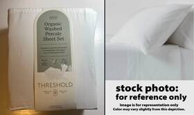 7459 Threshold 196761802400 Organic Percale Sheet Set Flat Fit 1 Pillowcase True White Twin Xl