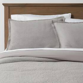Threshold 197543803523 Twin/twin Extra Long Washed Waffle Weave Comforter And Sham Set Dark Gray