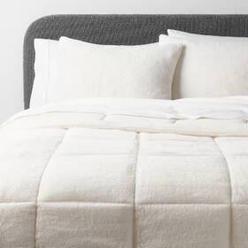 Threshold 198101215727 King Faux Fur Comforter And Sham Set - Ivory Box Stitch