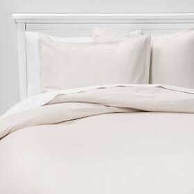 54159796 Threshold Full/queen Solid Velvet Duvet And Sham Set Cream -