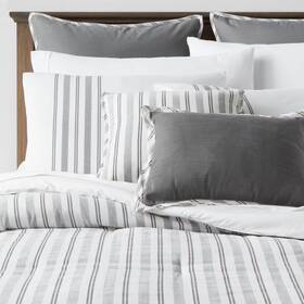 78307757 Threshold King 8pc Edenton Reversible Classic Stripe Comforter Set White/gray -
